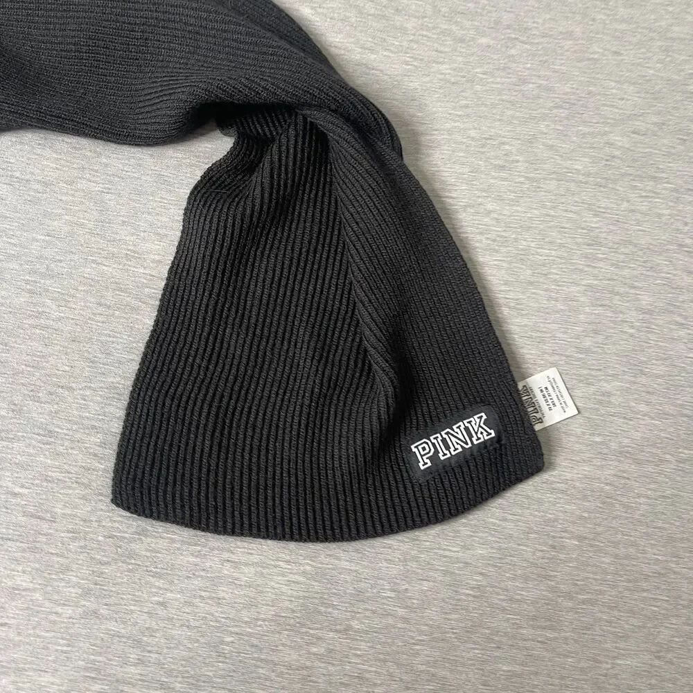 Victoria’s Secret PINK Black Ribbed Knit Scarf